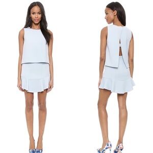 BCBG MAXAZRIA Vivian Sleeveless Ruffle-Hem Cocktail Mini Dress Light Blue